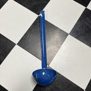 Vintage Enamel Ladel Blue W/ White Dots Kitchen Decor Camping Cabincore